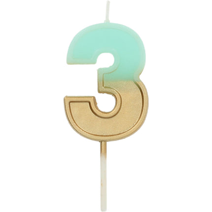 Kerze 3 Jahre Retro Mintgrün 5cm