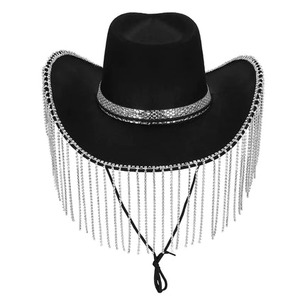Cowgirl Hut Schwarz Glitter