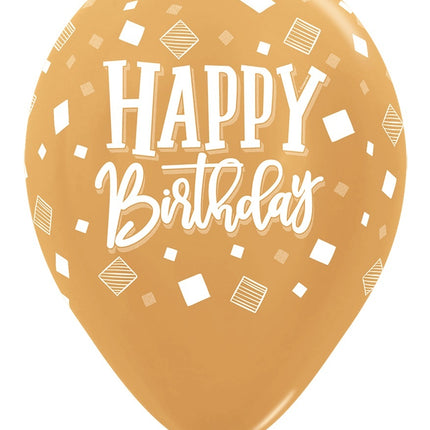 Ballons Happy Birthday Squares Metallic Mix 30cm 25Stk
