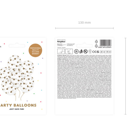 Transparente Ballons Goldene Herzen