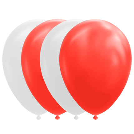 Rot Weiße Luftballons 30cm 10Stk
