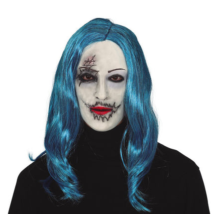 Halloween Gesichtsmaske Blaues Haar