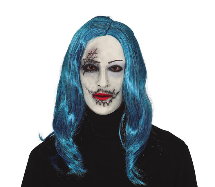 Halloween Gesichtsmaske Blaues Haar
