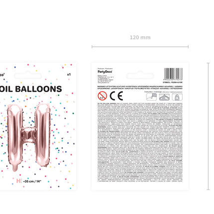 Folienballon Buchstabe H Rose Gold Leer 35cm
