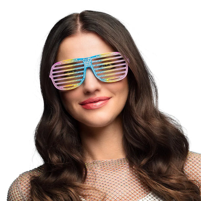 Regenbogenbrille Gestreift Glitzer