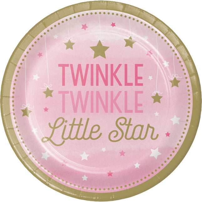 Rosa Teller Twinkle Twinkle Little Star 23cm 8Stk.