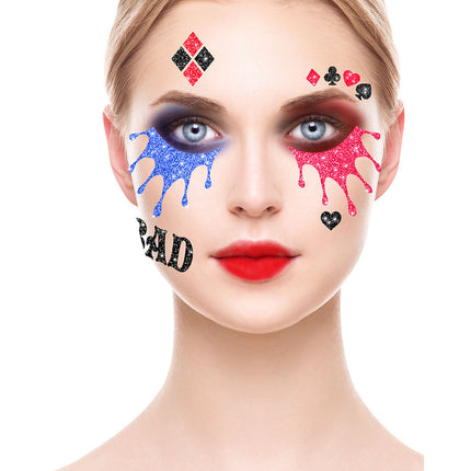 Gesichtsaufkleber Harley Quinn Glitter 20cm