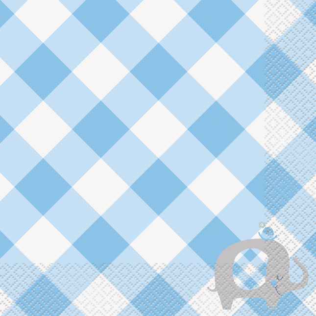 Baby Elefanten Servietten Blau 33cm 16Stück