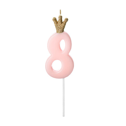 Kerze 8 Jahre Hellrosa 9,5cm