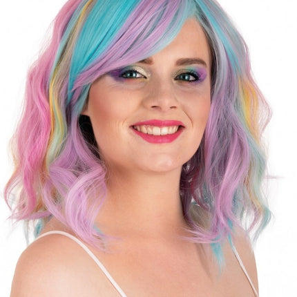 Perücke Alicia Halb lang mit Welle mit Pony Pastellfarben
