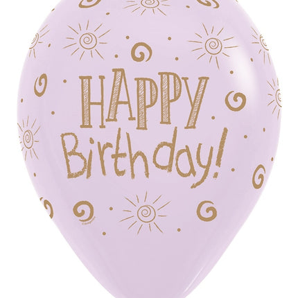 Ballons Happy Birthday Sun Pastell Matte Mix 30cm 25pcs