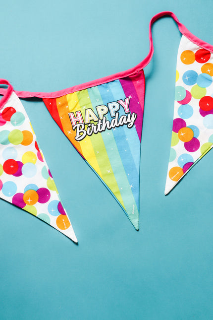 Happy Birthday Slingers Regenbogen Konfetti Baumwolle 6m