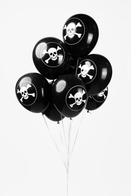 Schwarze Piratenballons 30,5cm 8Stk.