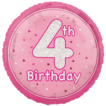 4 Jahre Heliumballon Rosa Leer 45cm