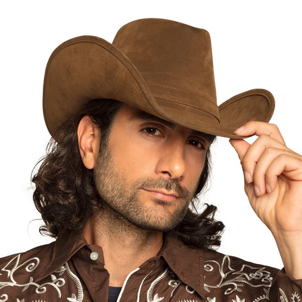 Cowboyhut Kunstleder Braun 43cm