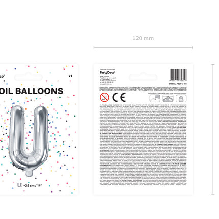 Folienballon Buchstabe U Silber Leer 35cm