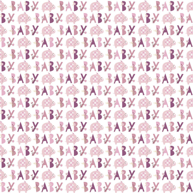 Baby Elefant Geschenkpapier Rosa 1.52m