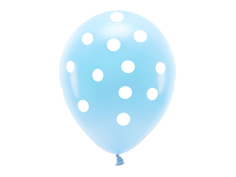 Hellblaue Ballons Weiße Punkte 33cm 6Stk