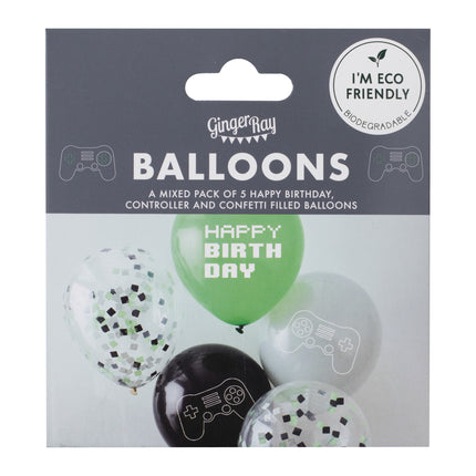Gaming Party Ballons Happy Birthday 30cm 5Stk