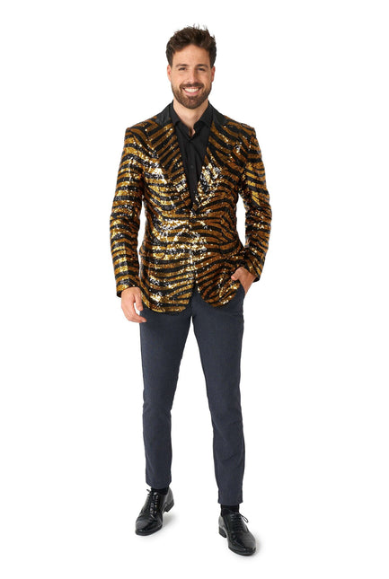 Gold Schwarz Tiger Paillet Blazer Männer <tc>OppoSuits</tc>
