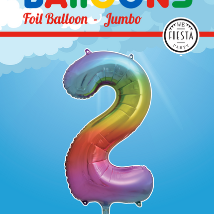 Folienballon Figur 2 Regenbogen XL 86cm leer