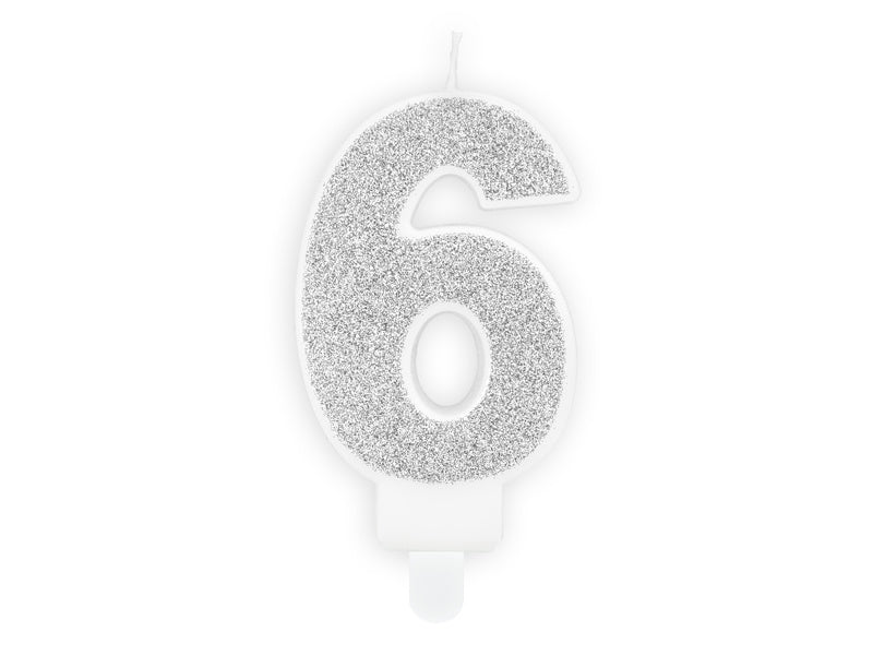 Kerze 6 Jahre Silber 7cm