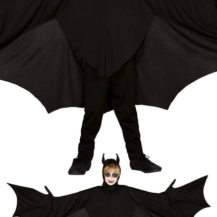 Fledermaus Halloween Kostüm Kind Schwarz 7/9 Jahre