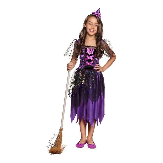 Halloween Hexenkostüm Kind Lila Glitzer
