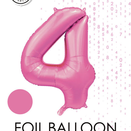 Rosa Figur Ballon 4 Jahre Glanz 86cm