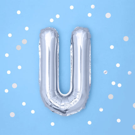 Folienballon Buchstabe U Silber Leer 35cm