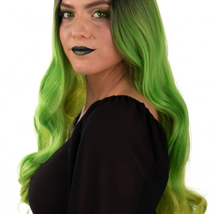 Perücke Selena Lang Mit Locken Grün