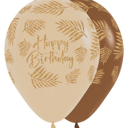Ballons Happy Birthday Palmen Glitzer Tinte 30cm 25Stk