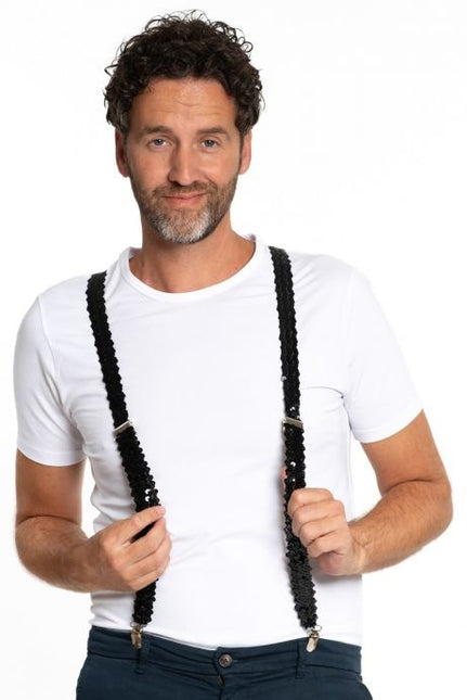 Schwarze Hosenträger Pailletten