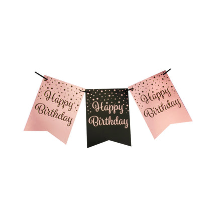 Banner Happy Birthday Rosa Schwarz 6m