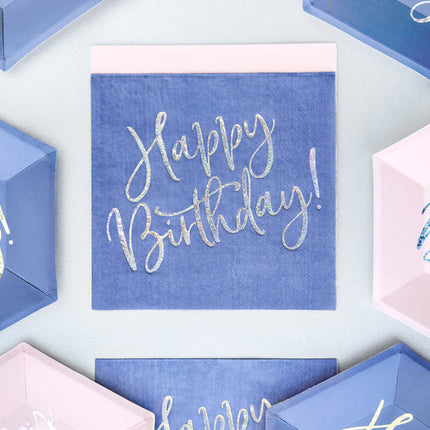 Servietten Happy Birthday Blau 33cm 20Stück