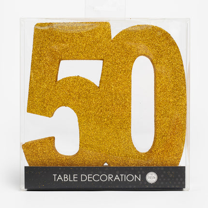 Gold Tischdekoration Figur 50 Glitter 20,5cm