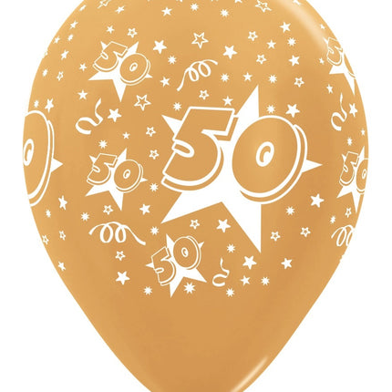 Luftballons Nummer 50 Metallic Gold 30cm 25 Stk.