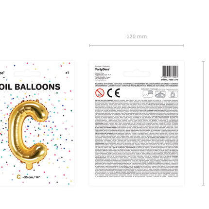 Folienballon Buchstabe C Gold Leer 35cm