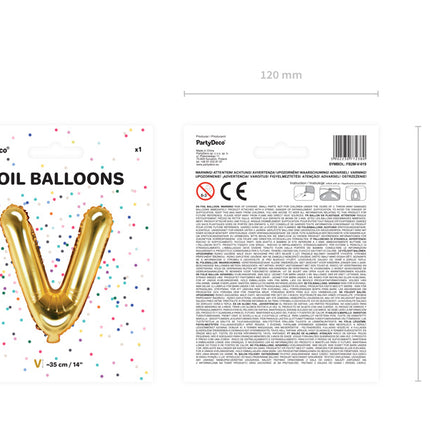 Folienballon Buchstabe V Gold Leer 35cm
