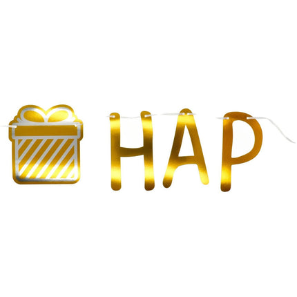 Happy Birthday Buchstabengirlande Gold 2m