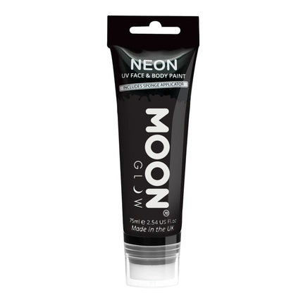 Moon Glow Neon UV Face Paint mit Schwammapplikator Schwarz 75ml