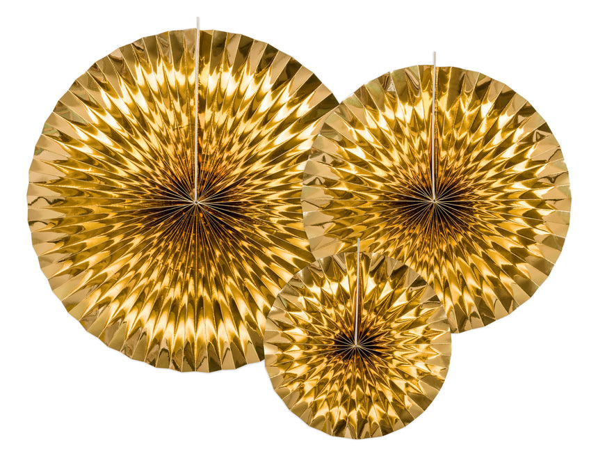 Papierfächer Gold Set 23-40cm 3 Stück