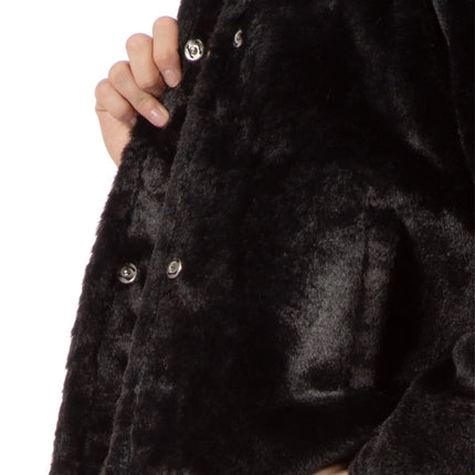 Blauer Pelzmantel Schwarz Damen