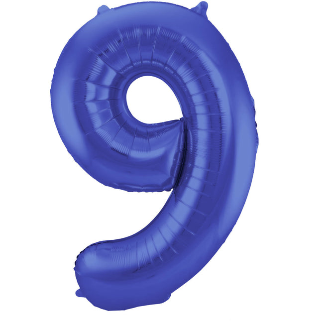 Folienballon Figur 9 Matt Blau XL 86cm leer