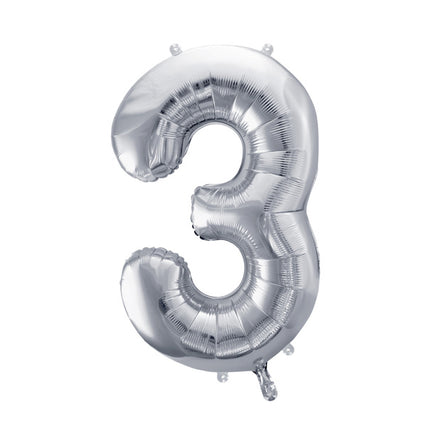 3 Jahre Figur Ballon Silber Leer 72cm