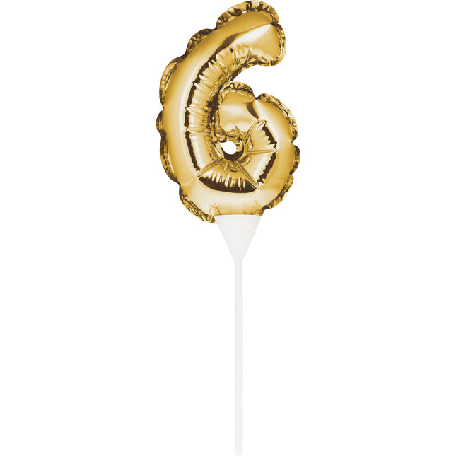 Gold Tortenaufleger 6 Jahre Folienballon 13cm