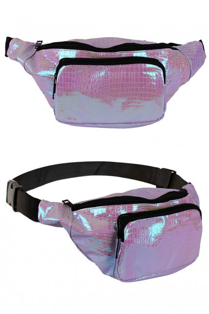 Hüfttasche Snake Leather Print Holographic