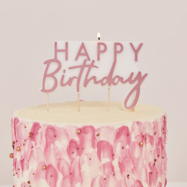 Rose Gold Happy Birthday Kerze 12,5cm