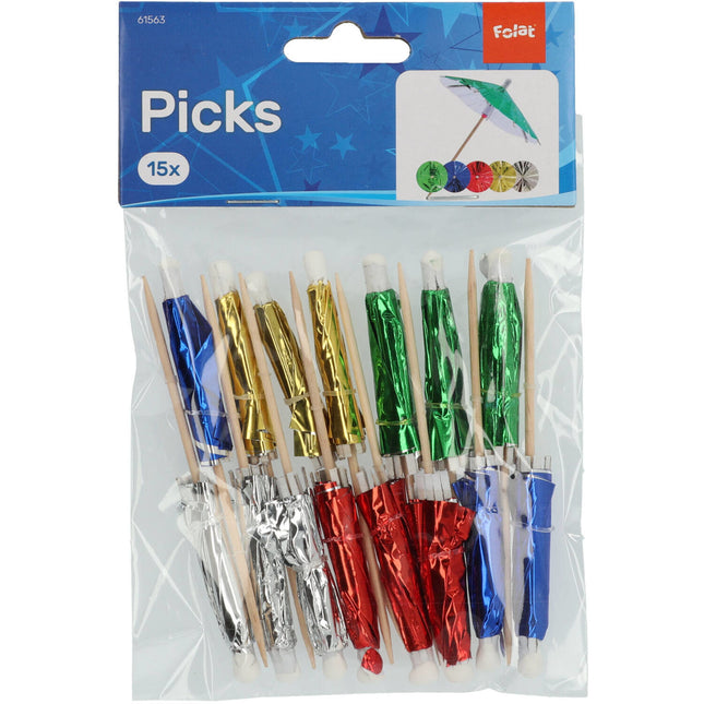 Parasol Cocktail Sticks 10cm 15Stk