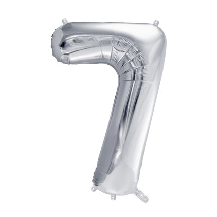 7 Jahre Figur Ballon Silber Leer 72cm